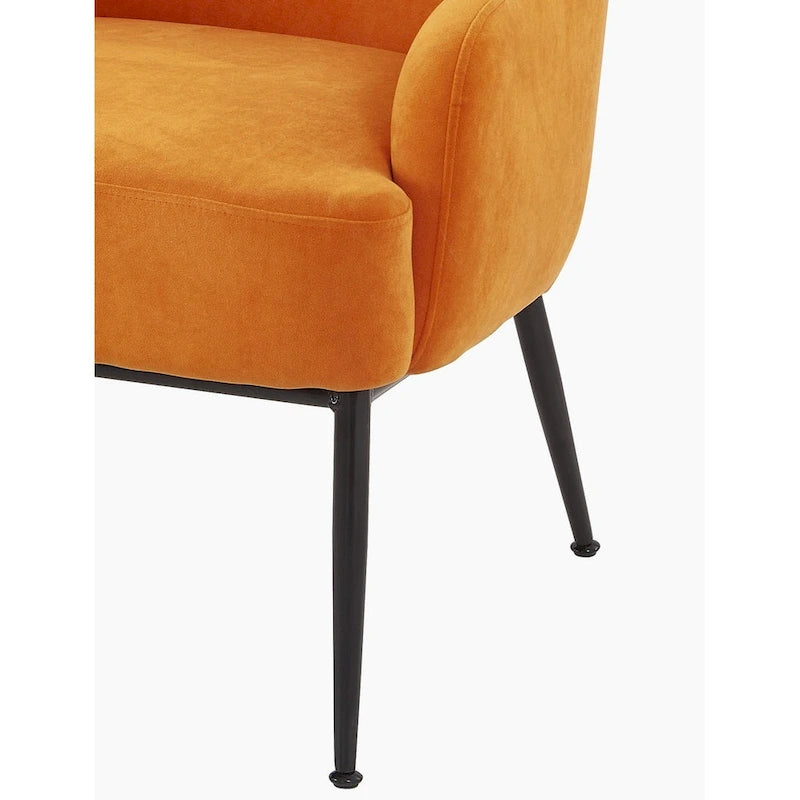 Fauteuil d'appoint d'intérieur en velours du milieu du siècle avec accoudoirs inclinés