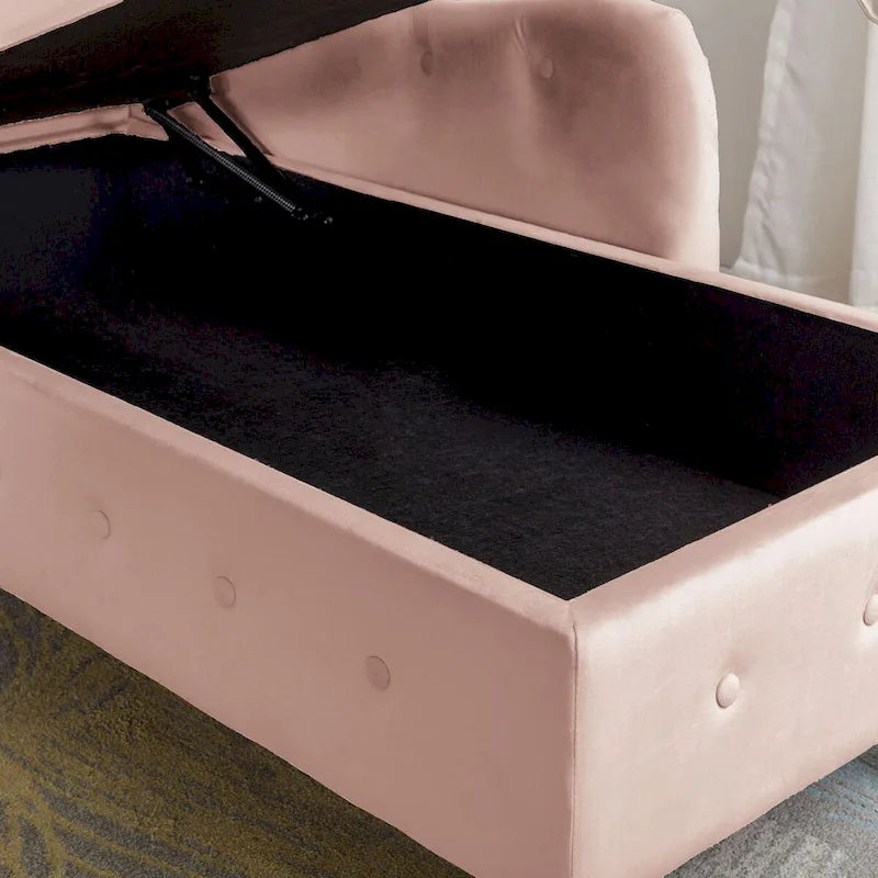 Chaise longue d'intérieur avec rangement et oreiller – Chaise longue rembourrée à accoudoirs roulés