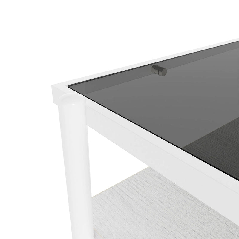 Table basse rectangulaire avec plateau en verre trempé - Table de salon moderne