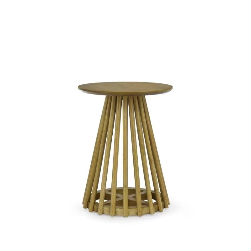 Table d'appoint ronde en bois - Table d'appoint en bois d'hévéa massif et MDF pour le salon