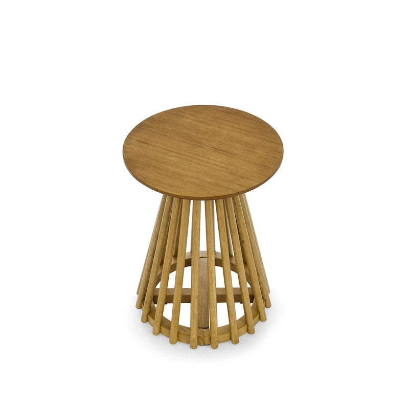 Table d'appoint ronde en bois - Table d'appoint en bois d'hévéa massif et MDF pour le salon