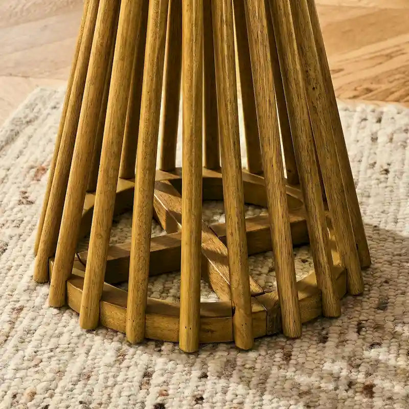 Table d'appoint ronde en bois - Table d'appoint en bois d'hévéa massif et MDF pour le salon