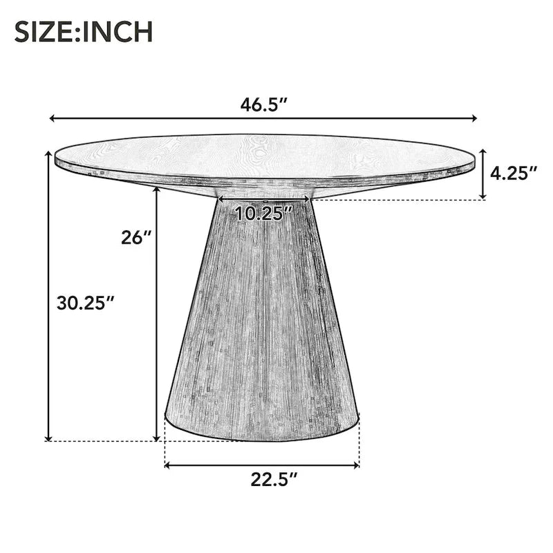 Table ronde à manger rétro pour 4 personnes - Plateau en MDF et hévéa avec pieds en bois composite