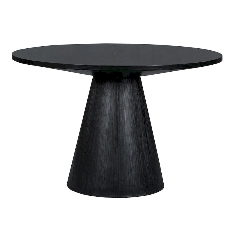 Table ronde à manger rétro pour 4 personnes - Plateau en MDF et hévéa avec pieds en bois composite