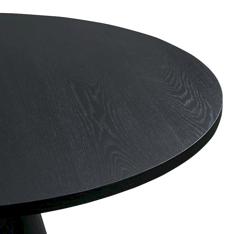 Table ronde à manger rétro pour 4 personnes - Plateau en MDF et hévéa avec pieds en bois composite