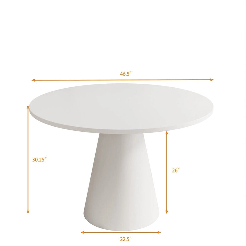 Table ronde à manger rétro pour 4 personnes - Plateau en MDF et hévéa avec pieds en bois composite