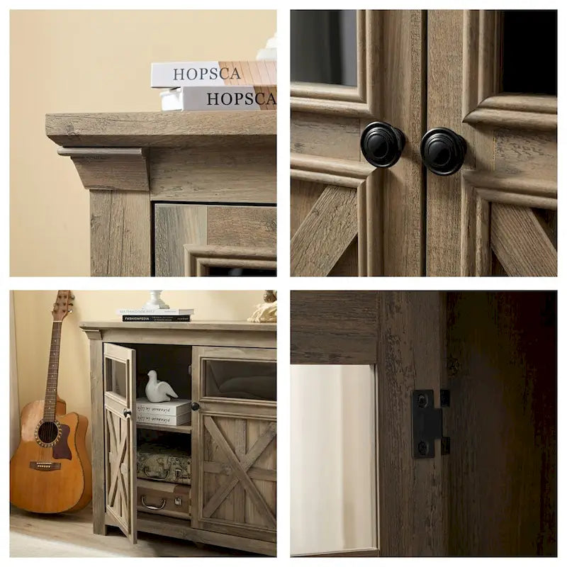 Buffet bahut 2 portes avec portes vitrées et étagère réglable – 96,5 cm L