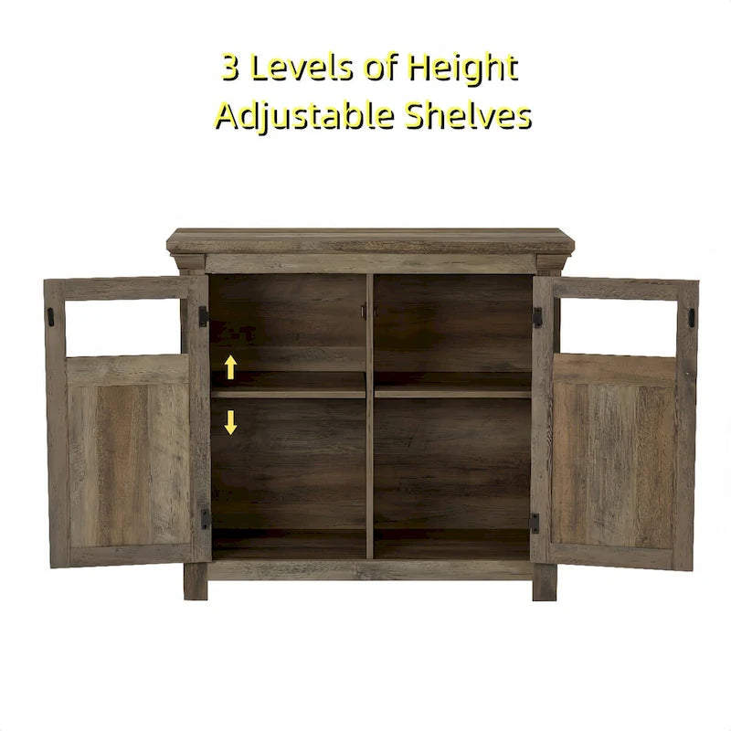 Buffet bahut 2 portes avec portes vitrées et étagère réglable – 96,5 cm L