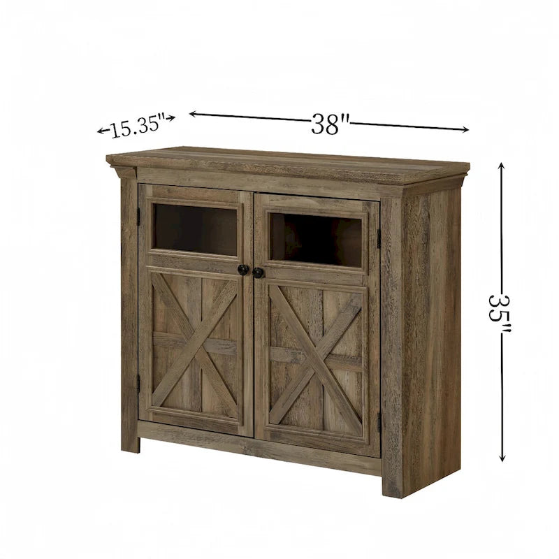 Buffet bahut 2 portes avec portes vitrées et étagère réglable – 96,5 cm L
