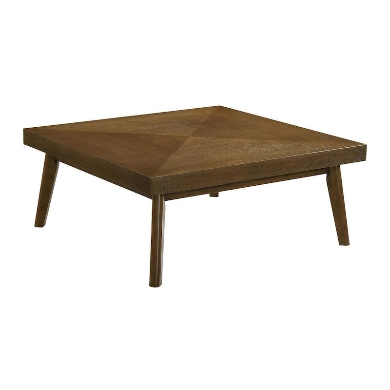 Table basse en noyer avec plateau à chevrons en losange