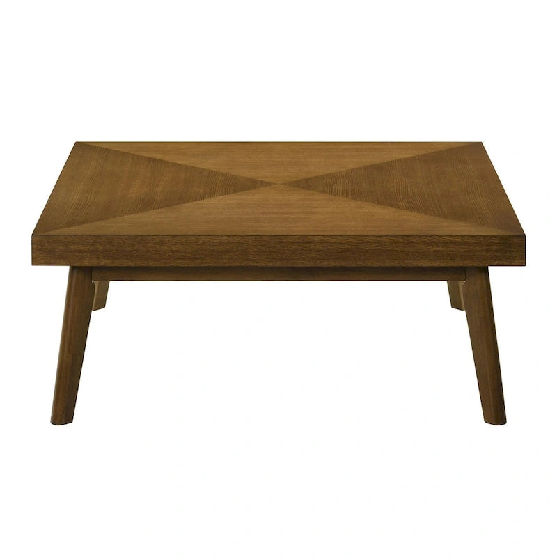 Table basse en noyer avec plateau à chevrons en losange