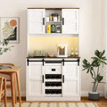 Meuble de bar de ferme avec porte coulissante - Buffet et console rustiques, blanc