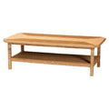 Table basse en rotin tressé miel clair bohème avec étagère ouverte