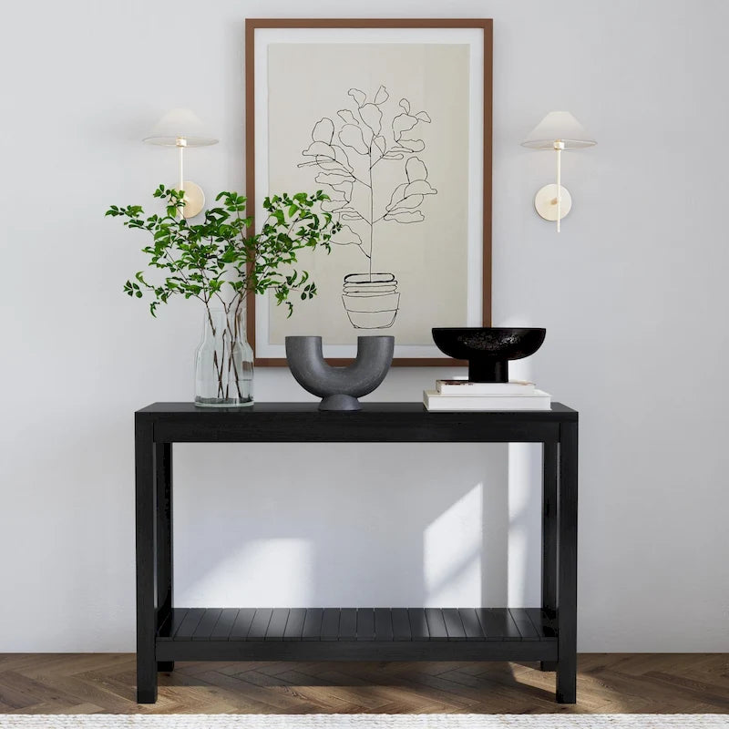 Console en bois massif avec étagère ouverte - Style Ferme Moderne