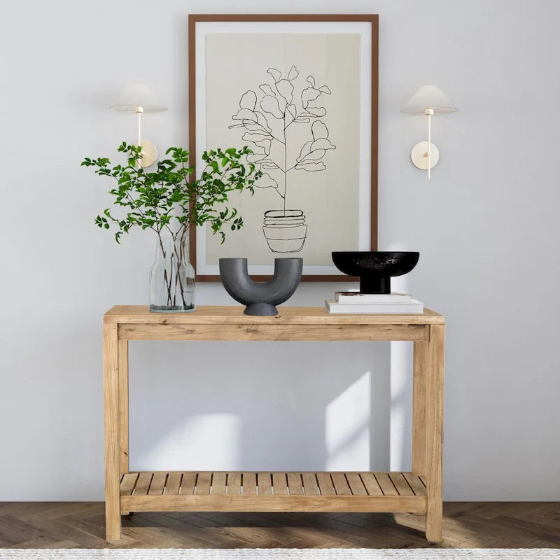 Console en bois massif avec étagère ouverte - Style Ferme Moderne